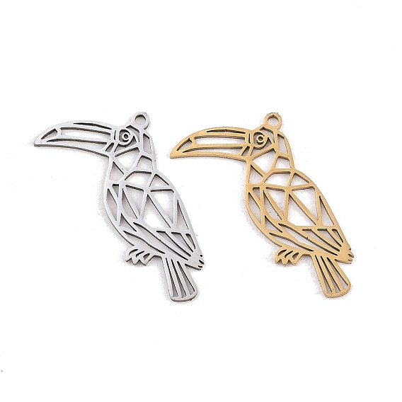 Полые 201 из нержавеющей стали кулоны, подвески в виде туканов