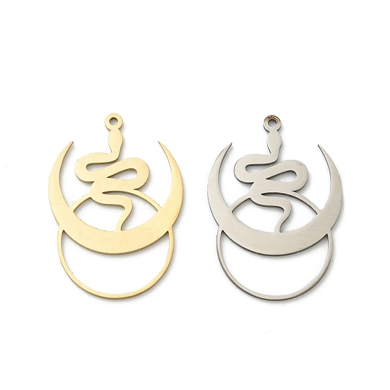 201 подвески из нержавеющей стали, полумесяц с амулетом в виде змеи