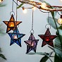Star Shape Glass and Iron Candle Holder, Candle Storage Container Pub Decoration
