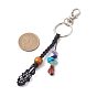 Braided Nylon Pouch Keychains, with Chakra Gemstone Chip Beads and Alloy Swivel Clasps Lanyard Snap Hook