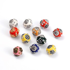 Handmade Indonesia Beads, with Alloy Cores, Round, 15x14mm, Hole: 2mm