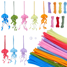 112шт 8цвета плюшевые палочки своими руками, стебли синели, трубочисты, материал для детских поделок, с использованием хлопковых нитей длиной 7м и акриловых кабошонов длиной 200шт.