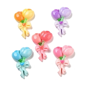 Cute Opaque Resin Decoden Cabochons, Flower Balloon with Bowknot