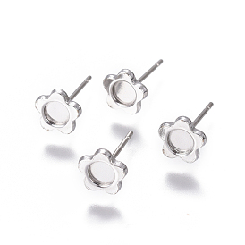 304 Stainless Steel Ear Stud Components, Flower