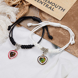 Color-changing Heart-shaped Handmade Couple Bracelet with Geometric Pendant