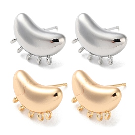 Brass Stud Earring Findings, with Loop