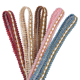 15 Yards 5 Colors Polyester Centipede Braided Wavy Ribbon, Jacquard Ribbon, Tyrolean Ribbon, Garment Accessories