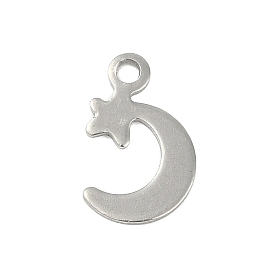 201 Stainless Steel Charms, Moon with Star Charm