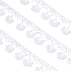 Ruban de dentelle en polycoton, garniture en dentelle à pompons, pour accessoires de rideaux