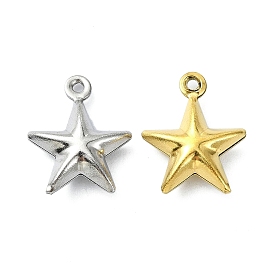 Ion Plating(IP) 304 Stainless Steel Charms, Star Charms