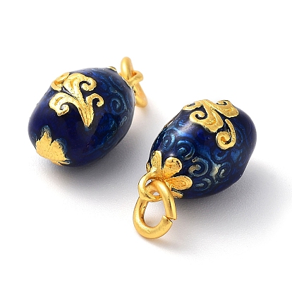 Alloy Enamel Charms, with Jump Ring, Golden, Oval Charm