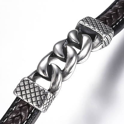 Мужские плетеные браслеты шнур кожаный, с 304 выводов из нержавеющей стали и магнитных застежках