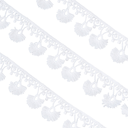 Ruban de dentelle en polycoton, garniture en dentelle à pompons, pour accessoires de rideaux