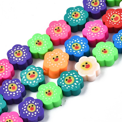 Brin de perles pate polymère faits à la main , fleur avec canard