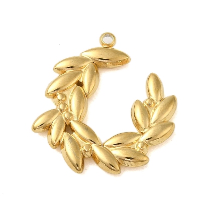 Ion Plating(IP) 304 Stainless Steel Pendants, Leafy Branch Charms