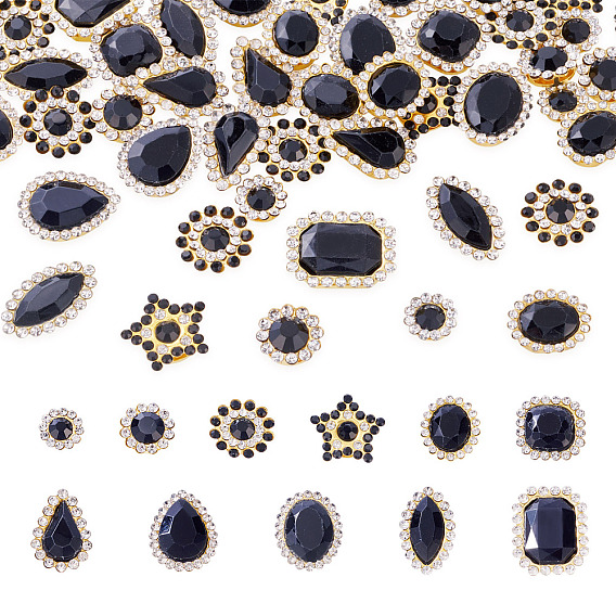 100 шт. пришивных стразов в форме капли/сердца/звезды, многорядные звенья из акрила и железа со стразами, золотые, разнообразные