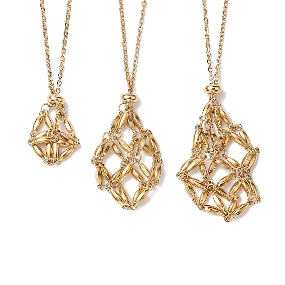 3 шт. 3 стили 304 изготовление ожерелья из троса из нержавеющей стали, с подвесками-заготовками в виде клетки