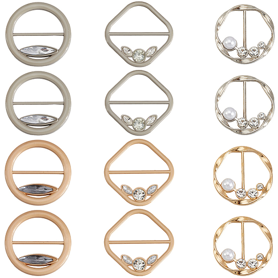 6шт 6 стили пряжки из сплава со стразами, с пластиковой имитационной жемчужиной, для ремня, аксессуары для одежды, разноцветные