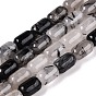 Нити натуральных кварцевых бусин черного турмалинового цвета, колонка