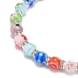 Word Bracelet, Colorful Millefiori Glass & Acrylic Beaded Stretch Bracelet for Women