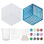 Olycraft Hollow Hexagon DIY Cup Mats Silicone Molds Kits, Resin Casting Molds, For UV Resin, Epoxy Resin Craft Making, with Plastic Pipettes, Nail Art Sequins, Latex Finger Cots