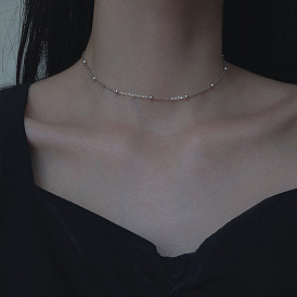 Delicate Beaded Choker Necklace - Minimalist Short Collar Neck Chain.