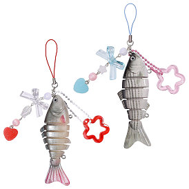 2шт. 2 цвета, подвески в виде рыбок из смолы, для украшения сумки