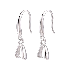 Rhodium Plated 925 Sterling Silver Earring Hooks, Ear Wire with Pinch Bails