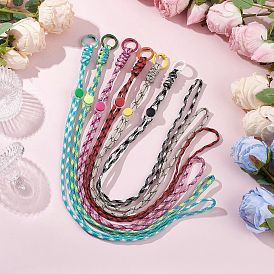 6 шт. 6 цвета полиэстер и спандекс шнуры веревки подвесные украшения, с пластиковыми пружинными запорными тросами и окрашенными распылением кольцами из сплава пружинных затворов