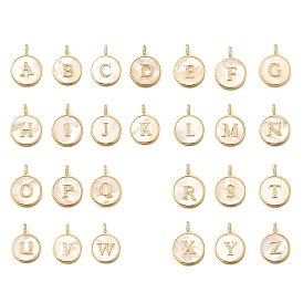 Подвески из латуни с микропаве, прозрачные кубические цирконии с ракушкой, подвески в виде букв, долговечный, без свинца и без кадмия