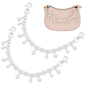 2шт. пластиковые имитации жемчуга круглые бусины кисточки железные цепочки для сумок, Сплав с застежками, белые