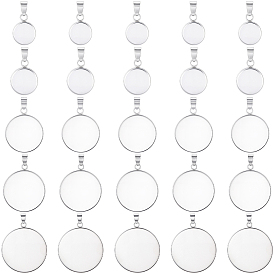 50шт 5 стили 304 настройки подвески из нержавеющей стали кабошон, плоские круглые прелести