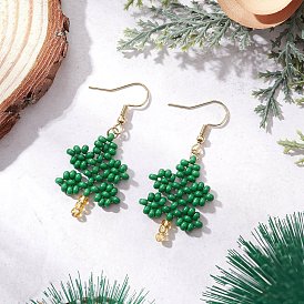 Серьги-подвески из стеклянных бусин ручной работы в форме дерева, с 304 нержавеющей стали серьги крючки