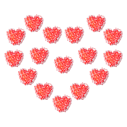 16Pcs Resin Beads, with Crystal Rhinestone, Imitation Candy Food Style, Heart