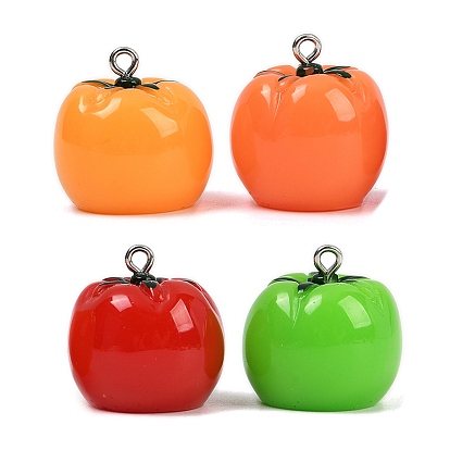 Подвески из непрозрачной смолы, помидор, с железной платиной петлей
