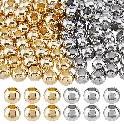 100Pcs 2 Colors Stainless Steel Beads, Rondelle
