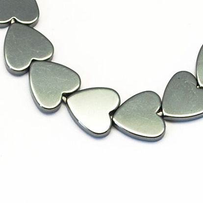 Non-magnetic Synthetic Hematite Beads Strands, Grade A, Heart, Hole: 0.5mm