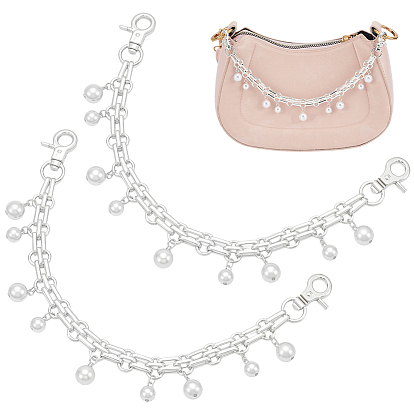 2шт. пластиковые имитации жемчуга круглые бусины кисточки железные цепочки для сумок, Сплав с застежками, белые