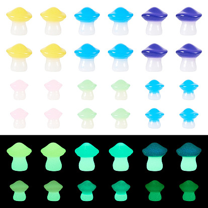 30 шт. 2 стили светящегося грибного украшения из смолы, Светящийся в темноте гриб для украшения стола