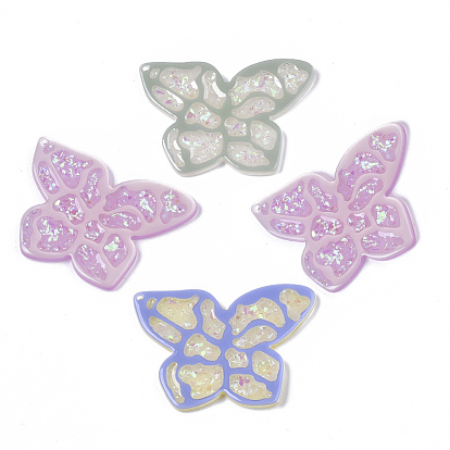 Cellulose Acetate(Resin) Pendants, with Glitter Paillette, Butterfly