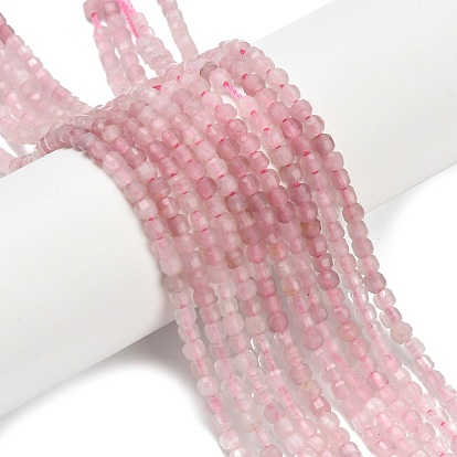 Природного розового кварца нитей бисера, граненые настольные бусины в форме куба
