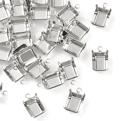 Оправы для подвесок Shegrace из латуни со стразами, прямоугольные, настройки не открытой задней части, без свинца, без кадмии и без никеля