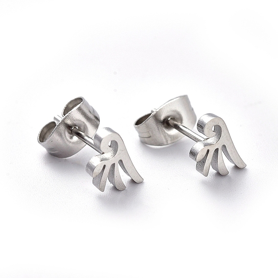 304 Stainless Steel Stud Earrings, Hypoallergenic Earrings, Wing
