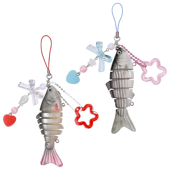 2шт. 2 цвета, подвески в виде рыбок из смолы, для украшения сумки