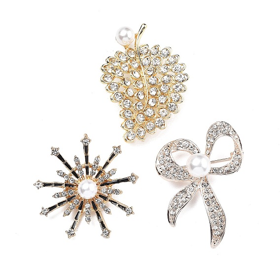 Брошь из сплава со стразами для рюкзака, с пластиковыми бусинами из искусственного жемчуга, золотые