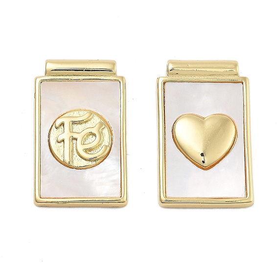 Стойки с латунными подвесками из ракушек, прямоугольник амулеты, долговечный, без кадмия и без свинца, реальный 18 k позолоченный