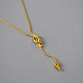 Vintage Brass Sailor Knot Sweater Chain Long Necklace for Women - Retro, Unique