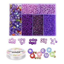 Ювелирные изделия, включая круглые 8/0 стеклянные бусины, бусины из акрила и абс-пластика, Эластичная кристальная нить