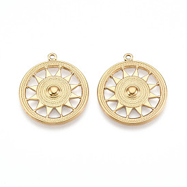 304 подвески из нержавеющей стали, ионное покрытие (ip), плоский круглый с солнечными чарами