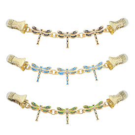 3 шт. 3 стили стрекоза сплав кристалл стразы зажимы для шарфа, с эмалью, золотые